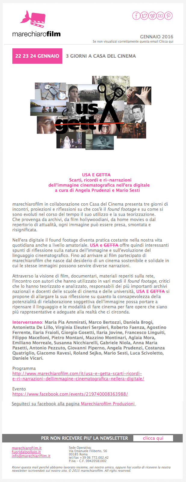 NEWSLETTER GENNAIO 2016